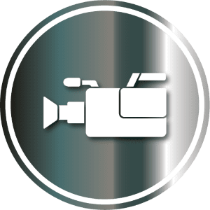 icon of camera white on metallic teal