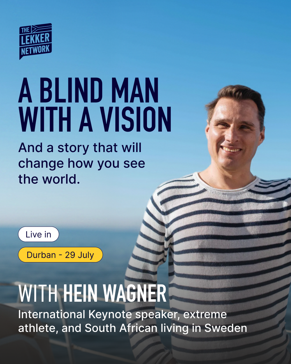 HEIN WAGNER_Lekker Network event_Durban_29 July 2026 Hein Wagner, Lekker Network SA tour, July 2026, Durban - 29 Jul